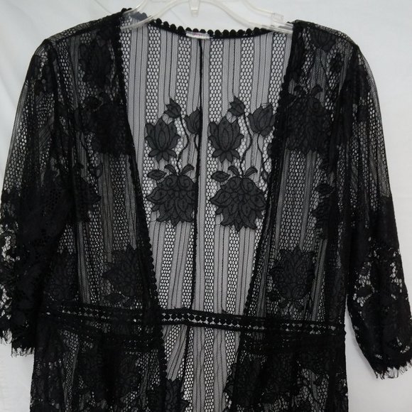 No Boundaries Tops - No Boundaries Black Lace Cardigan